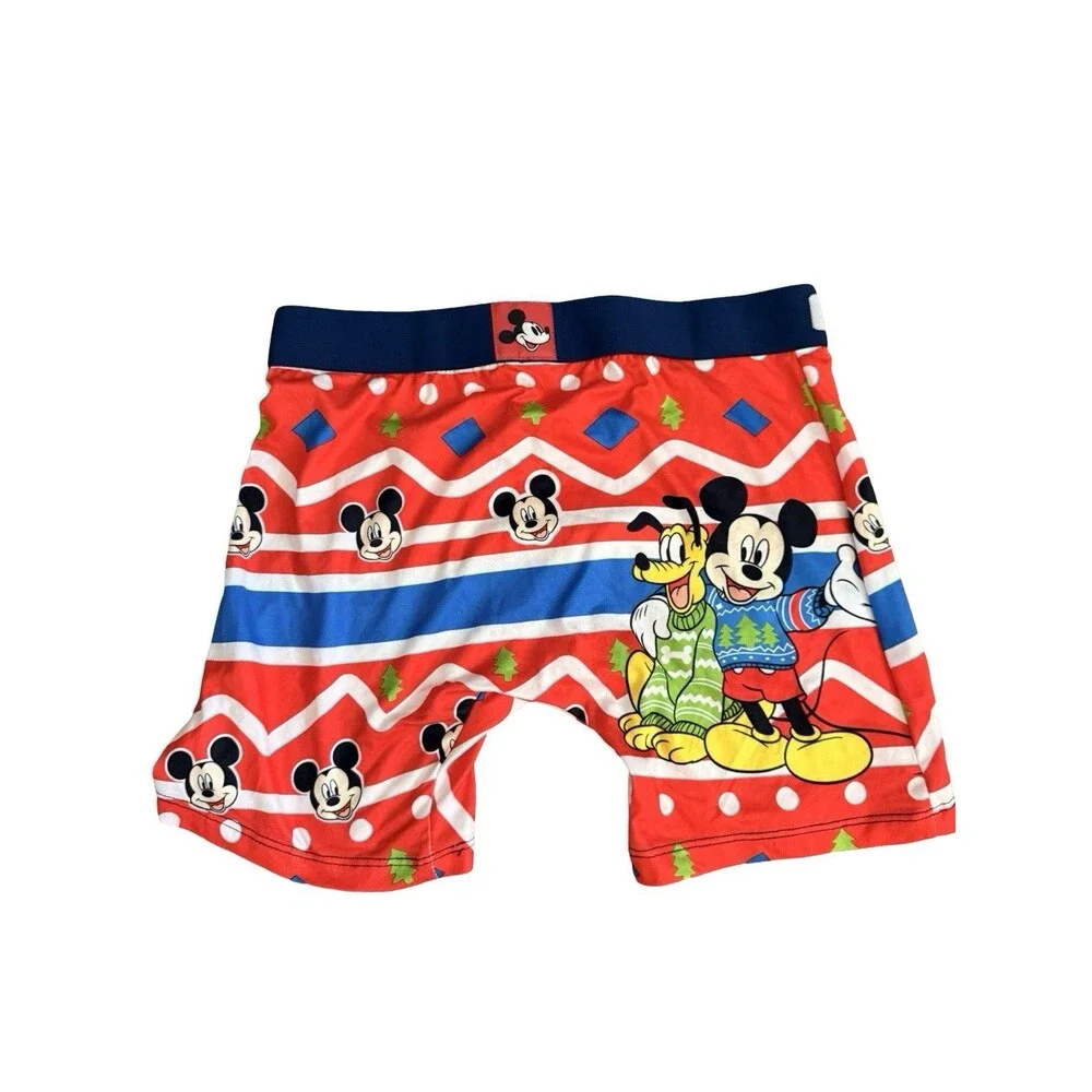 Disney Mickey Mouse Pluto Boxer Briefs Mens Medium Christmas Crazy Boxer New
